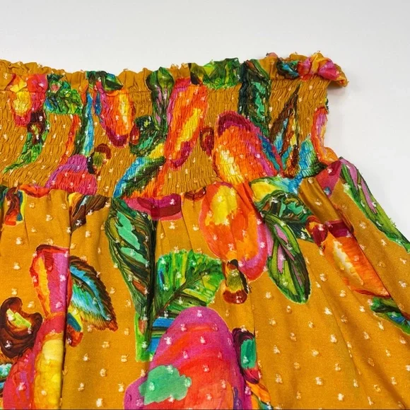 Farm Rio x Anthropologie Savana Tiered Fruit Print Skirt Size Large NWT